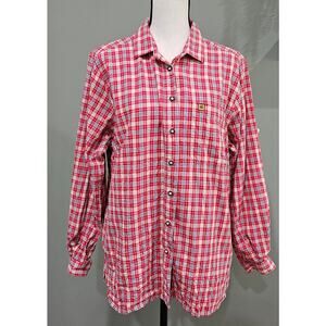 Vintage Hammerschmid Women's 100% Cotton Red/White Plaid Button Down‎